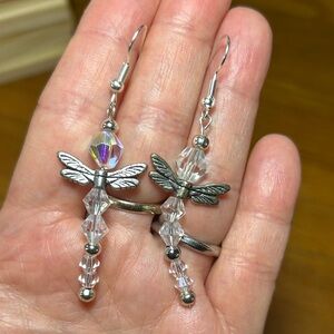 3/$25 Dragonfly Crystal Drop Earrings